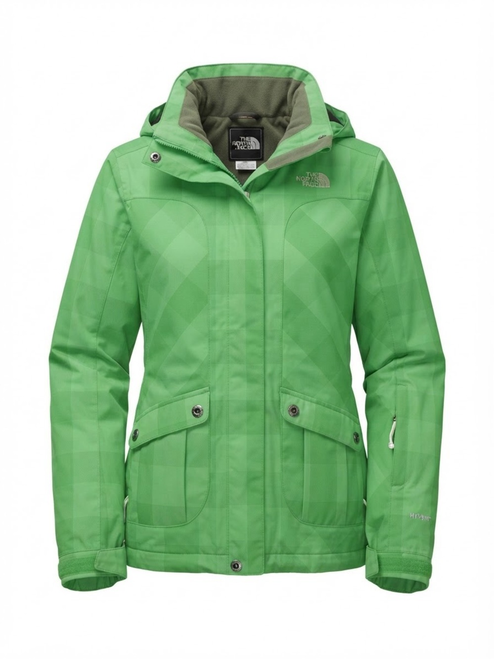 The North Face Ricas Green Plaid HyVent Ski Snowboard Winter Jacket Medium M